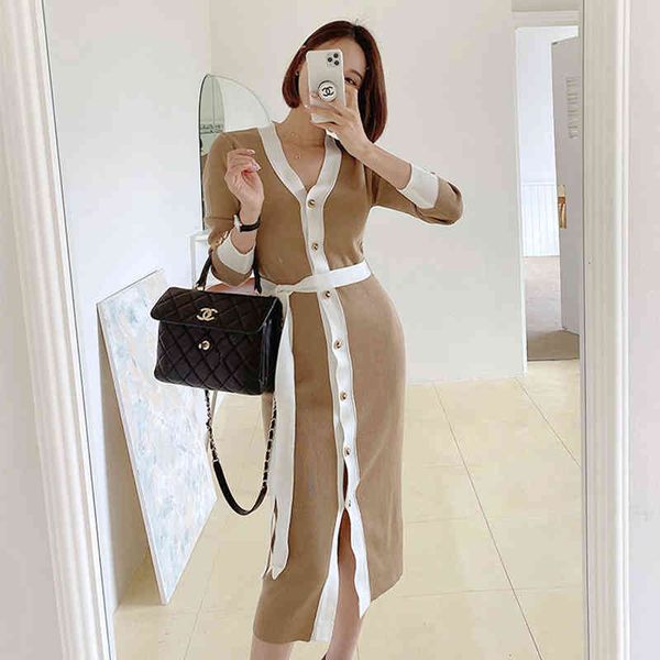 dresses fashion women autumn chic patchwork v neck knitted sweet long sleeve slim fit midi robe vestidos with belt, Black;gray
dresses fashion women autumn chic patchwork v neck knitted sweet long sleeve slim fit midi robe vestidos with belt, Black;gray