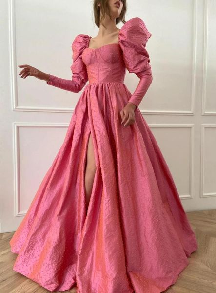party dresses pink beaded long sleeve slit prom dress wedding banquet evening, White;black
party dresses pink beaded long sleeve slit prom dress wedding banquet evening, White;black