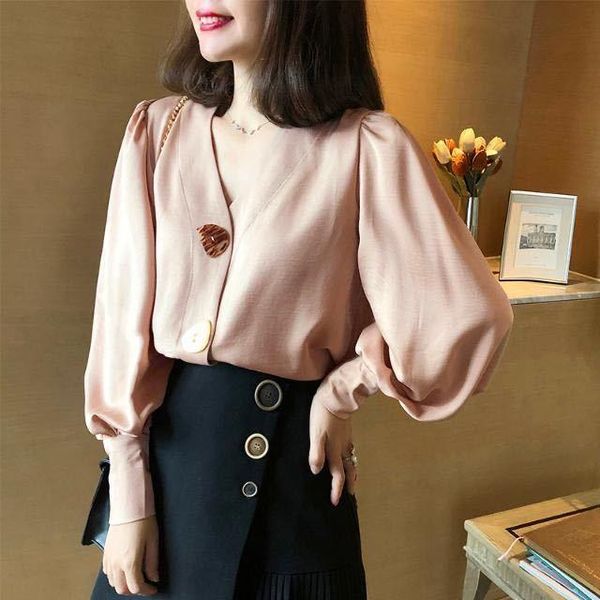 women's blouses & shirts spring pink shirt women long-sleeved korean loose retro button blouse ladies solid color fashion v-neck versat, White
women's blouses & shirts spring pink shirt women long-sleeved korean loose retro button blouse ladies solid color fashion v-neck versat, White