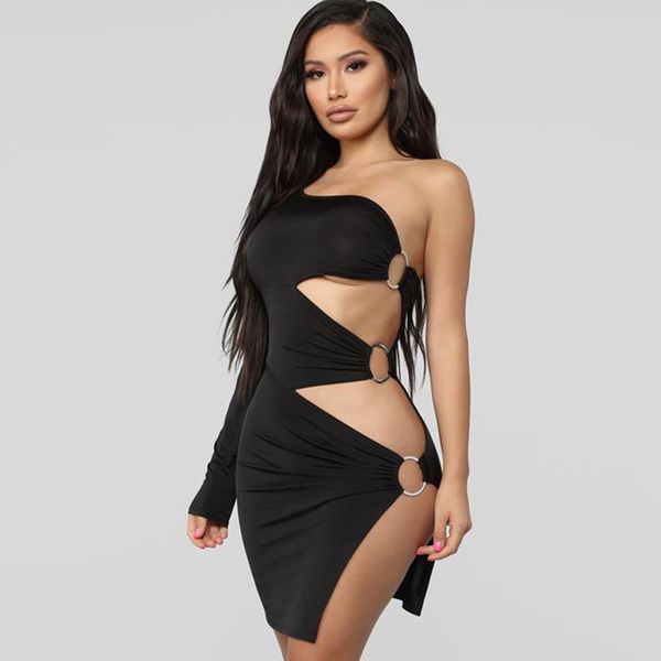 wholesale women summer popular black mini dress plus size one shoulder loophole slim party club dress, Black;gray
wholesale women summer popular black mini dress plus size one shoulder loophole slim party club dress, Black;gray