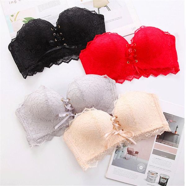 bras est ladies drawstrings push up lace bra strapless underwear gathering for women summer ty66, Red;black
bras est ladies drawstrings push up lace bra strapless underwear gathering for women summer ty66, Red;black