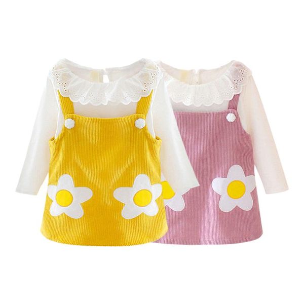 girl's dresses spring autumn baby kids girls long-sleeved cotton 2 pcs set dress comfortable flower printed white + corduroy sling, Red;yellow
girl's dresses spring autumn baby kids girls long-sleeved cotton 2 pcs set dress comfortable flower printed white + corduroy sling, Red;yellow