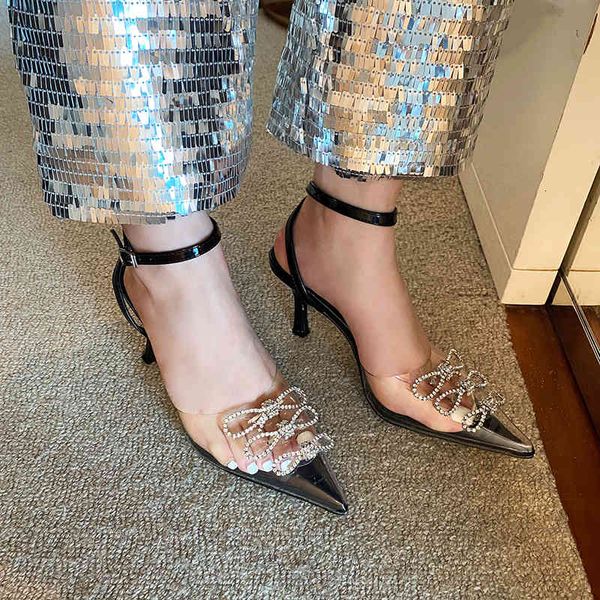 sandals pointed toe women rhinestone bow design pvc transparent shoes ankle buckle strap thin heels xp24, Black
sandals pointed toe women rhinestone bow design pvc transparent shoes ankle buckle strap thin heels xp24, Black