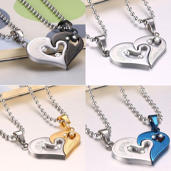 romantic lovers pendant necklace black blue gold silver color titanium jewelry four cz puzzle matching one pair necklaces
romantic lovers pendant necklace black blue gold silver color titanium jewelry four cz puzzle matching one pair necklaces
