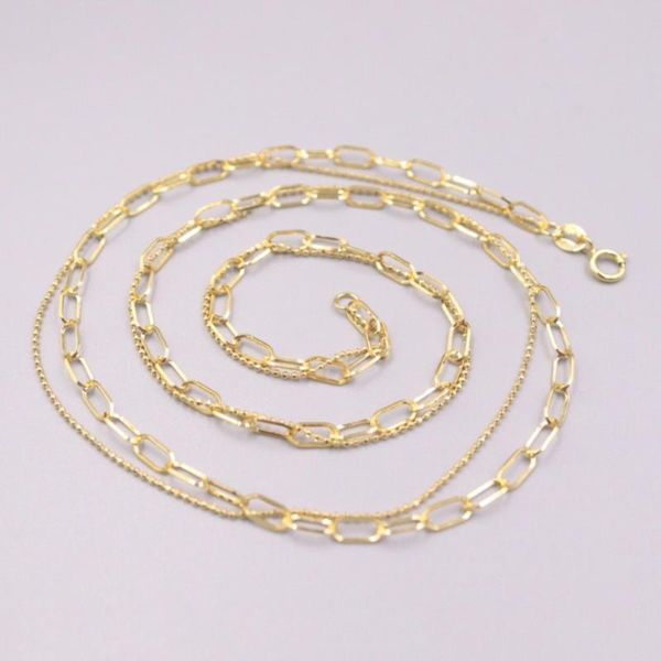 pure 18k yellow gold necklace double hollow long square small beads link chain 6.2-6.4g / 18inch for women gift chains, Silver
pure 18k yellow gold necklace double hollow long square small beads link chain 6.2-6.4g / 18inch for women gift chains, Silver