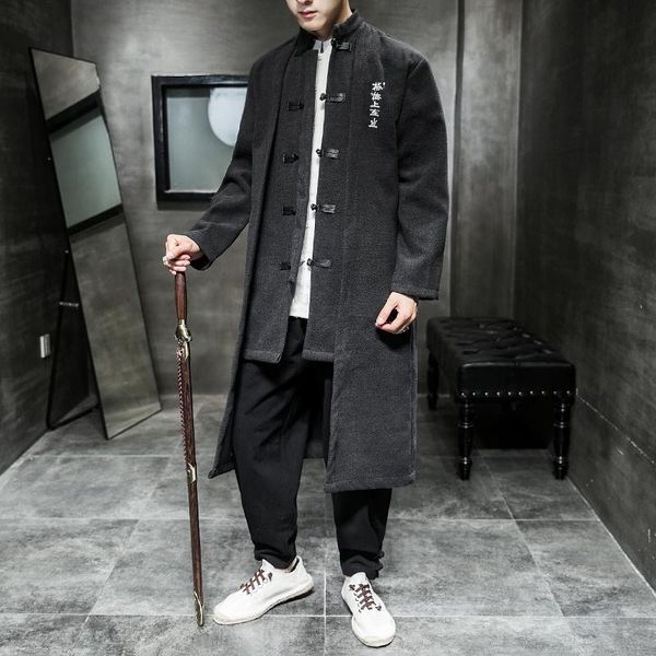 men's wool & blends mens trench coat jackets 2021 autumn winter chinese style embroidery woolen coats long windbreaker steetwear outwea, Black
men's wool & blends mens trench coat jackets 2021 autumn winter chinese style embroidery woolen coats long windbreaker steetwear outwea, Black