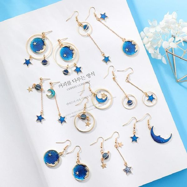 dangle & chandelier blue starry earrings personality moon star universe planet for women girl heart asymmetric design jewelry, Silver
dangle & chandelier blue starry earrings personality moon star universe planet for women girl heart asymmetric design jewelry, Silver
