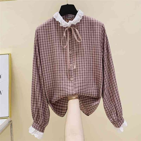 korean style autumn fashion women's bow long sleeves hollow out lace collar plaid shirts ladies shirt blouse a4002 210519, White
korean style autumn fashion women's bow long sleeves hollow out lace collar plaid shirts ladies shirt blouse a4002 210519, White