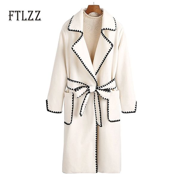 fashion women streetwear blend coat winter female medium long turn-down collar woolen cloth with belt overcoat 210602, Black
fashion women streetwear blend coat winter female medium long turn-down collar woolen cloth with belt overcoat 210602, Black