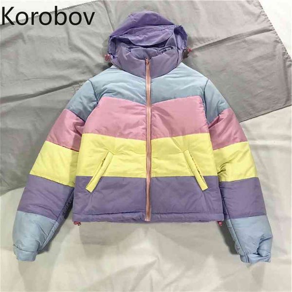 korobov japanese kawaii striped patchwork women parkas korean hooded long sleeve winter coats zipper stand collar jacket 79053 210430, Black
korobov japanese kawaii striped patchwork women parkas korean hooded long sleeve winter coats zipper stand collar jacket 79053 210430, Black