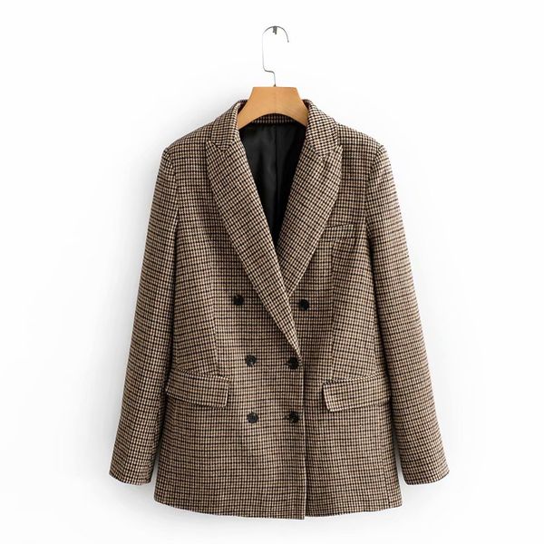 vintage elegant women contrast colors plaid woolen jacket fashion female turn-down collar double breasted coat casual casaco 210520, Black
vintage elegant women contrast colors plaid woolen jacket fashion female turn-down collar double breasted coat casual casaco 210520, Black