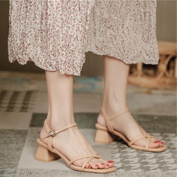 sandals thick heel women's small fresh and simple cross band square head open toe with skirt, Black
sandals thick heel women's small fresh and simple cross band square head open toe with skirt, Black