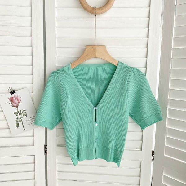 women's blouses & shirts summer temperament short blouse female v-neck hollow-breasted self-cultivation blusa knitted cardigan kk526, White
women's blouses & shirts summer temperament short blouse female v-neck hollow-breasted self-cultivation blusa knitted cardigan kk526, White