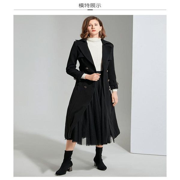 women's trench coats 2021 autumn european and american suit collar long temperament pure color windbreaker jacket., Tan;black
women's trench coats 2021 autumn european and american suit collar long temperament pure color windbreaker jacket., Tan;black