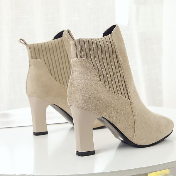 suede women boots knitted elastic short flock pointed fashion winter booties woman slip on high heels ankle, Black
suede women boots knitted elastic short flock pointed fashion winter booties woman slip on high heels ankle, Black