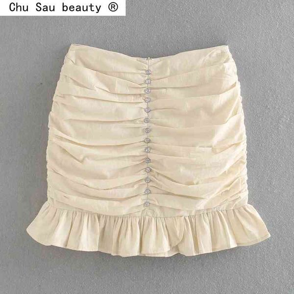 chu sau beauty summer women diamond button decoration pleated slim skirt ladies back zipper vestido chic hem ruffle skirts 210508, Black
chu sau beauty summer women diamond button decoration pleated slim skirt ladies back zipper vestido chic hem ruffle skirts 210508, Black