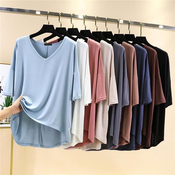 women's t-shirt summer solid v-neck women half-sleeve female casual loose cotton modal plus size base t-shirts homewear, White
women's t-shirt summer solid v-neck women half-sleeve female casual loose cotton modal plus size base t-shirts homewear, White