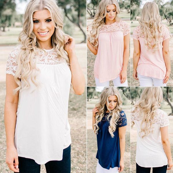women's t-shirt women ladies clothing summer lace vest short sleeve casual clothes, White
women's t-shirt women ladies clothing summer lace vest short sleeve casual clothes, White