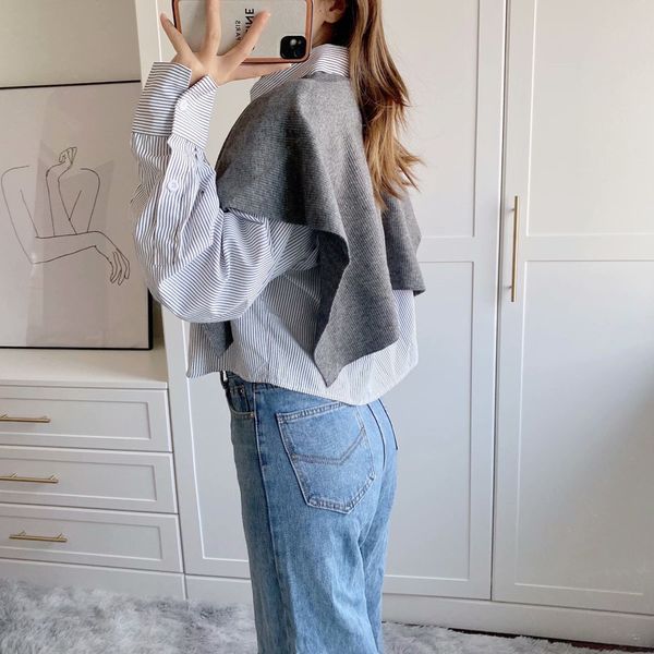 women's blouses & shirts seam loose sweater for woman 2021 casual korean style short knitted shirt, White
women's blouses & shirts seam loose sweater for woman 2021 casual korean style short knitted shirt, White