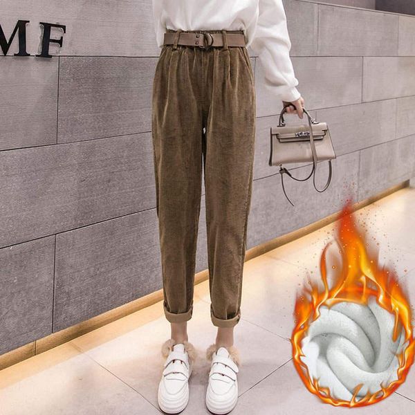 women's pants & capris plus velvet corduroy warm women vintage wide leg autumn winter with belt streetwear casual harem c5984, Black;white
women's pants & capris plus velvet corduroy warm women vintage wide leg autumn winter with belt streetwear casual harem c5984, Black;white