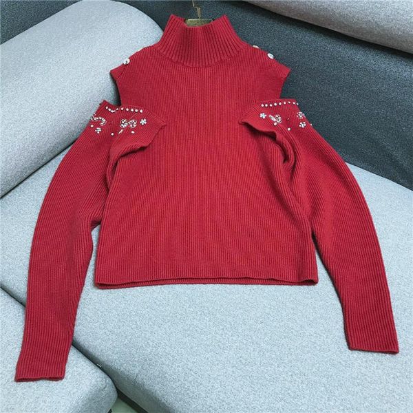 women's sweaters hollow leaky shoulder red turtleneck sweater women loose outer wear handmade nail drill 2021 1016, White;black
women's sweaters hollow leaky shoulder red turtleneck sweater women loose outer wear handmade nail drill 2021 1016, White;black