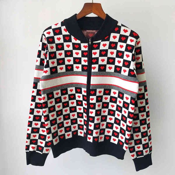 2022 factory wholesale new autumn love jacquard zipper knitted cardigan for women, White;black
2022 factory wholesale new autumn love jacquard zipper knitted cardigan for women, White;black