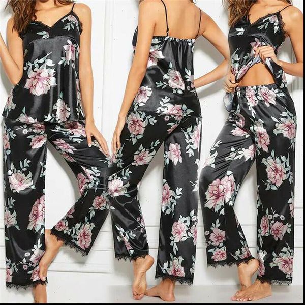 floral pajamas set underwear womens sleepwears sleeveless v neck backless vest lace satin trousers sleepwear nightwear mujer pijama, Black;red
floral pajamas set underwear womens sleepwears sleeveless v neck backless vest lace satin trousers sleepwear nightwear mujer pijama, Black;red