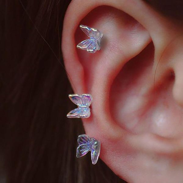 stud 1pcs ins little butterfly tragus earring for women acrylic rainbow titanium steel screw piercing mid low, Golden;silver
stud 1pcs ins little butterfly tragus earring for women acrylic rainbow titanium steel screw piercing mid low, Golden;silver