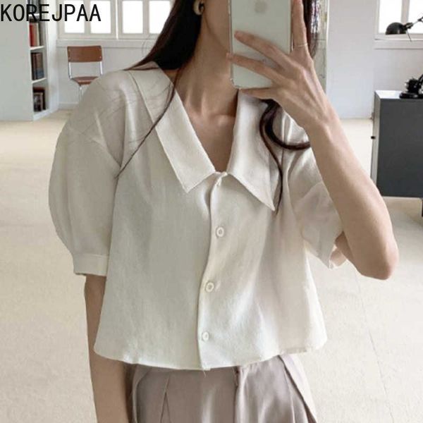 korejpaa women shirt korea chic summer temperament lapel single-breasted loose joker short bubble sleeve blouse female 210526, White
korejpaa women shirt korea chic summer temperament lapel single-breasted loose joker short bubble sleeve blouse female 210526, White