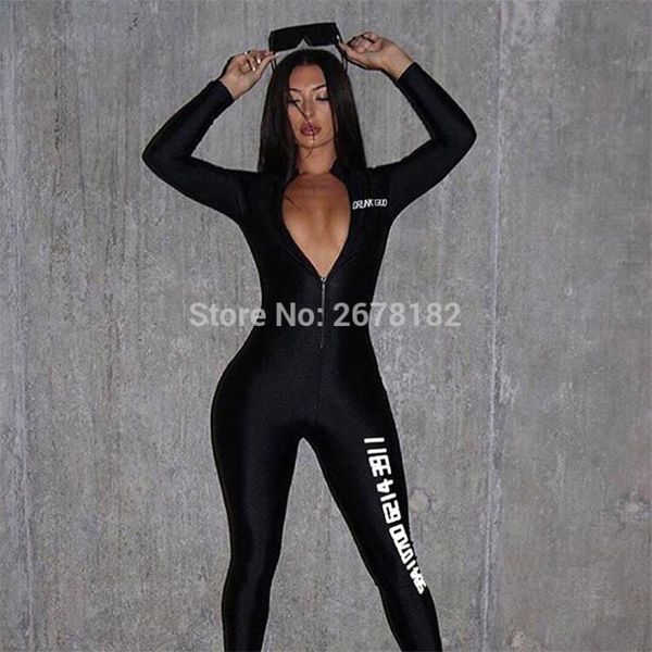 women's jumpsuits & rompers streetwear zipper bodycon black jumpsuit women overall letter print skinny long sleeve womens female, Black;white
women's jumpsuits & rompers streetwear zipper bodycon black jumpsuit women overall letter print skinny long sleeve womens female, Black;white