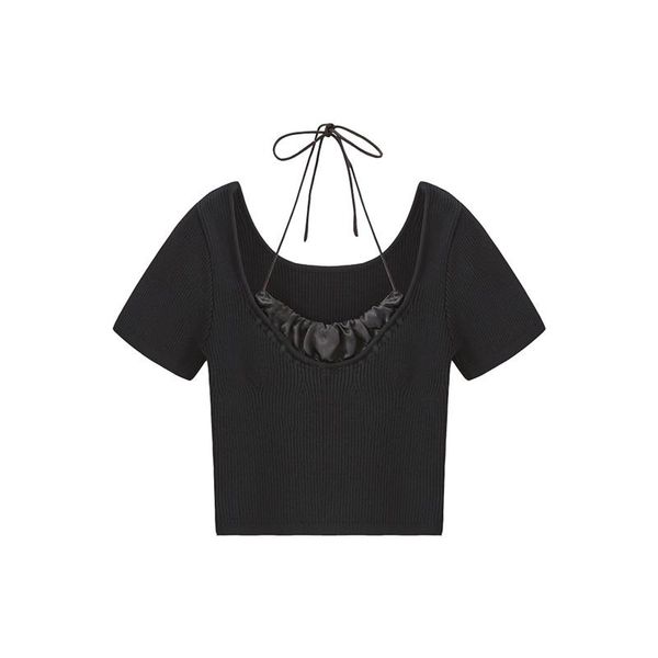 summer black fake two short knitted t-shirts women's fashion pure cotton off-shoulder slim-fit short-sleeved solid color t-shirt, White
summer black fake two short knitted t-shirts women's fashion pure cotton off-shoulder slim-fit short-sleeved solid color t-shirt, White