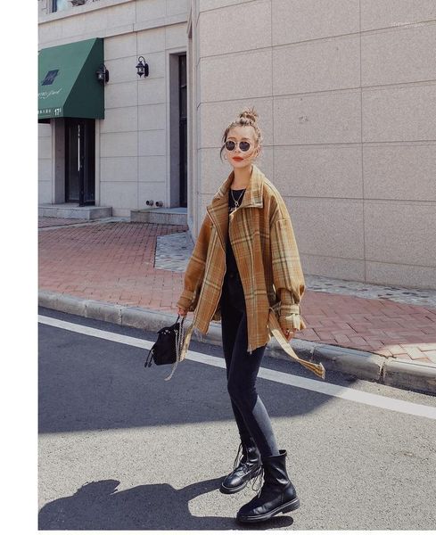 women's wool & blends 2021 korean style woolen coat ladies elegant short yellow-orange plaid stitching cotton loose warm winter, Black
women's wool & blends 2021 korean style woolen coat ladies elegant short yellow-orange plaid stitching cotton loose warm winter, Black