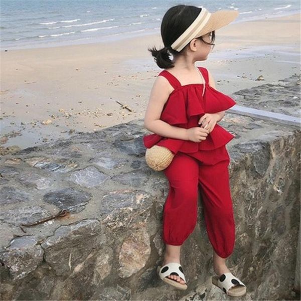 children's clothing summer korean version of sling bloomers girls western style thin solid color pants suit sets, White
children's clothing summer korean version of sling bloomers girls western style thin solid color pants suit sets, White