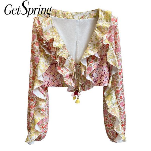 women's blouses & shirts getspring women shirt v-neck ruffles patchwork vintage woman long sleeve casual short bloues 2021, White
women's blouses & shirts getspring women shirt v-neck ruffles patchwork vintage woman long sleeve casual short bloues 2021, White