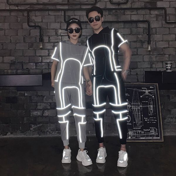 tracksuits sport suit fashion classic 2021 summer thin couple short sleeve capris two piece set reflective net red same of luminous tide, Gray
tracksuits sport suit fashion classic 2021 summer thin couple short sleeve capris two piece set reflective net red same of luminous tide, Gray