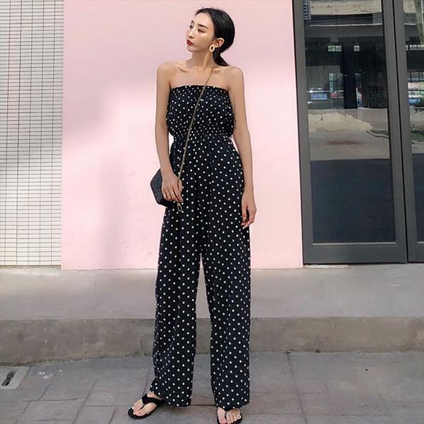 spring summer korean chic wrap women romper wide leg polka dot sleeveless high waist kz129, Black;white
spring summer korean chic wrap women romper wide leg polka dot sleeveless high waist kz129, Black;white