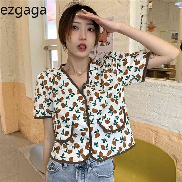 ezgaga vintage floral shirts women short sleeve v-neck korean chic summer new loose single-breasted ladies casual 210430, White
ezgaga vintage floral shirts women short sleeve v-neck korean chic summer new loose single-breasted ladies casual 210430, White