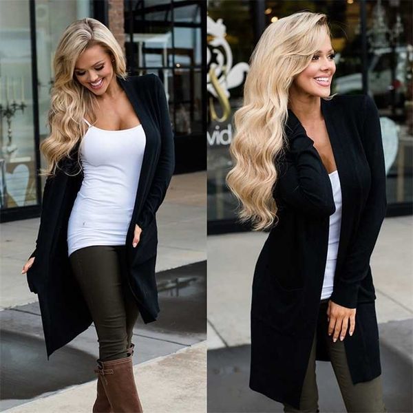 cardigan women long sleeve female elegant pocket knitted outerwear sweater 211011, White;black
cardigan women long sleeve female elegant pocket knitted outerwear sweater 211011, White;black