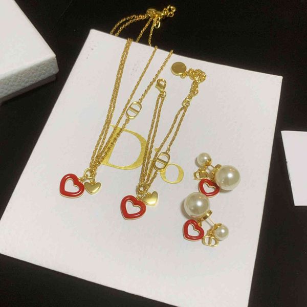 design jewelry 2021 new love necklace bracelet size pearl brass 925 silver needle earrings