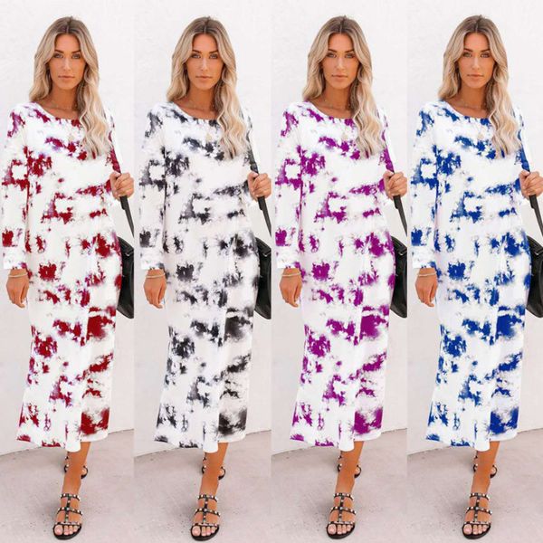 women's tie-dyed printing dress gradient color round neck long sleeve vestidos autumn chic casual elegant split dresses 210515, Black;gray
women's tie-dyed printing dress gradient color round neck long sleeve vestidos autumn chic casual elegant split dresses 210515, Black;gray