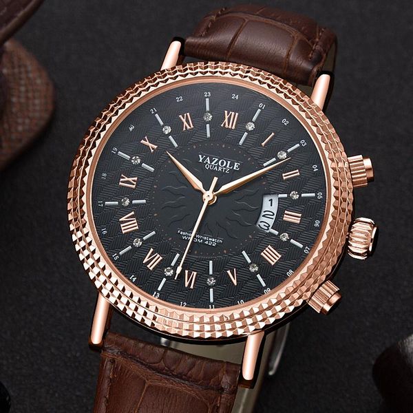 wristwatches fashion yazole watch mens watches quartz leather strap casual men's reloj hombre, Slivery;brown
wristwatches fashion yazole watch mens watches quartz leather strap casual men's reloj hombre, Slivery;brown