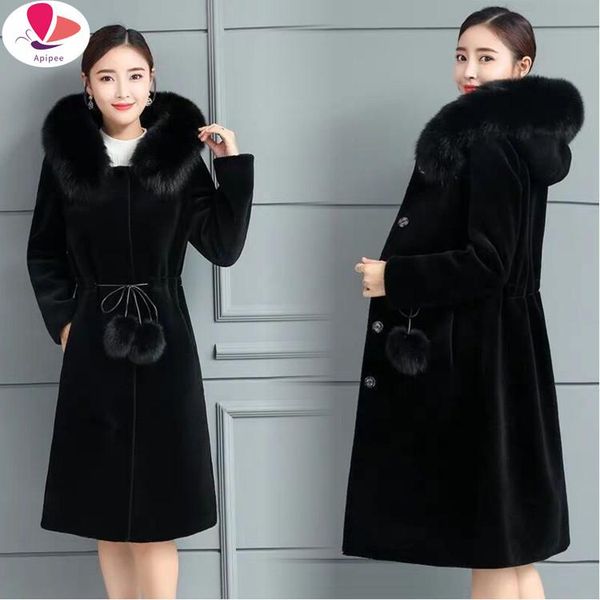women's fur & faux mink coat for women long down waist slimming hoodie imitation winter plus-size thickening, Black
women's fur & faux mink coat for women long down waist slimming hoodie imitation winter plus-size thickening, Black