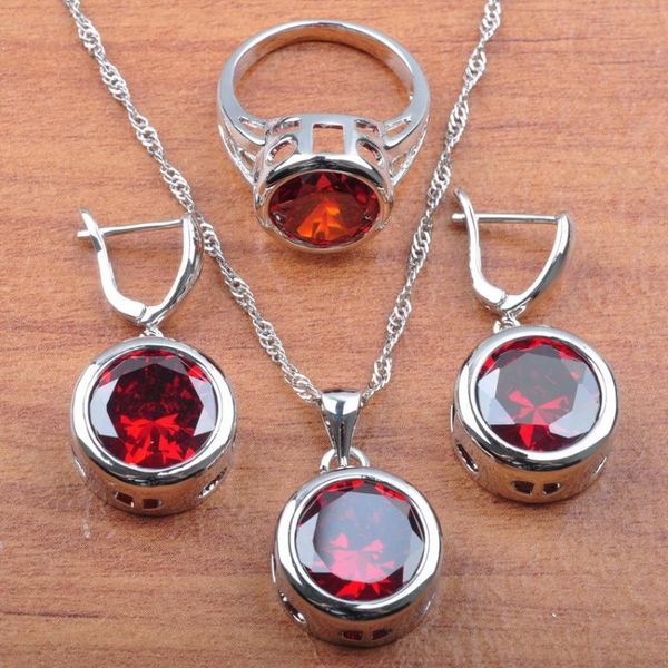 earrings & necklace classic red cubic zircon wedding jewelry for women silver color sets pendant ring set js0145
earrings & necklace classic red cubic zircon wedding jewelry for women silver color sets pendant ring set js0145