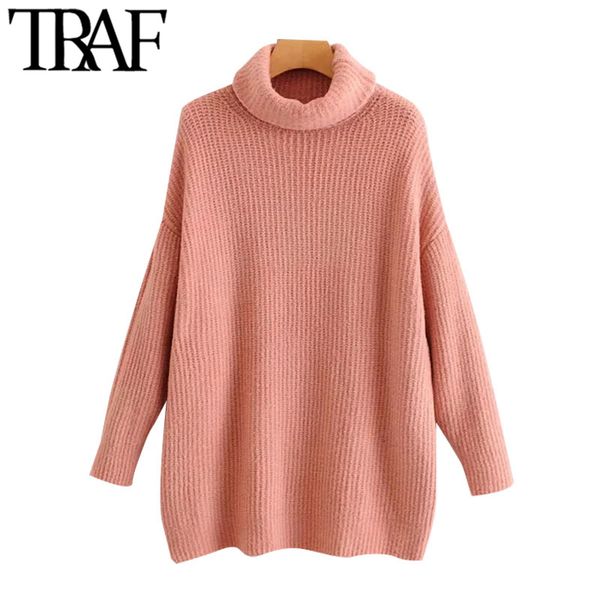 traf women fashion oversized thick warm knitted sweater vintage high neck long sleeve female pullovers chic 210415, White;black
traf women fashion oversized thick warm knitted sweater vintage high neck long sleeve female pullovers chic 210415, White;black