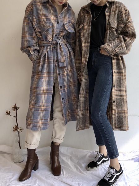 autumn and winter women's korean chic retro contrast color check single-breasted shirt dress loose woolen coat 210514, Black
autumn and winter women's korean chic retro contrast color check single-breasted shirt dress loose woolen coat 210514, Black