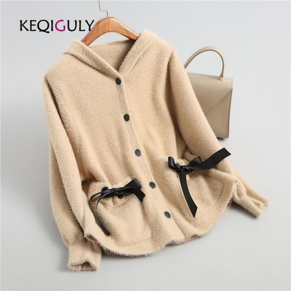 women's sweaters 2021 winter hooded jacket single-breasted woolen long-sleeved solid color coat p2412, White;black
women's sweaters 2021 winter hooded jacket single-breasted woolen long-sleeved solid color coat p2412, White;black