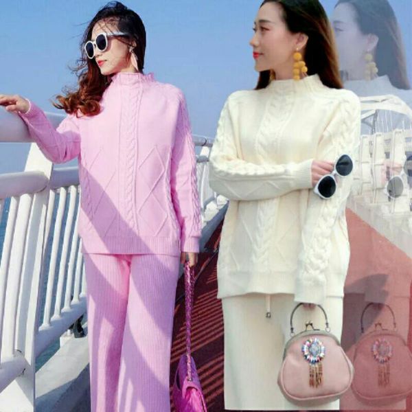 women autumn winter slim knitted 2 piece set female mock neck sweater + loose wide leg pant lady casual solid suit i231 women's two pan, White
women autumn winter slim knitted 2 piece set female mock neck sweater + loose wide leg pant lady casual solid suit i231 women's two pan, White