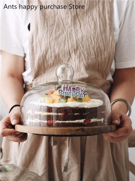 western rotate cake tray transparent glass cover bamboo wood home pan fruit dessert storage with baking & pastry tools
western rotate cake tray transparent glass cover bamboo wood home pan fruit dessert storage with baking & pastry tools