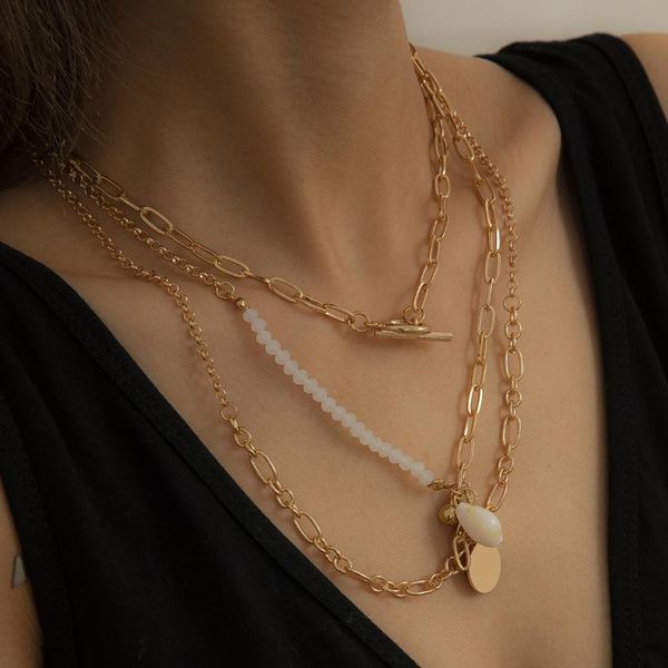 chains female neck fashion designed trending summer style metal 3 layered link-chain shell ot lock chain necklace for women, Silver
chains female neck fashion designed trending summer style metal 3 layered link-chain shell ot lock chain necklace for women, Silver