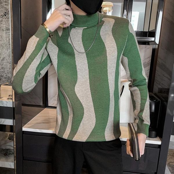 men's sweaters striped contrast 2021 autumn long sleeve slim knitted pullovers half turtleneck sweater streetwear male clothing, White;black
men's sweaters striped contrast 2021 autumn long sleeve slim knitted pullovers half turtleneck sweater streetwear male clothing, White;black